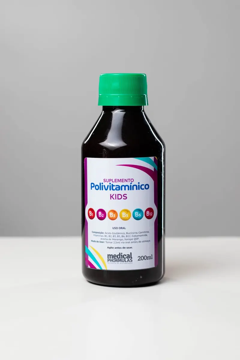 Frasco de suplemento polivitamínico Kids da Medical Phormulas